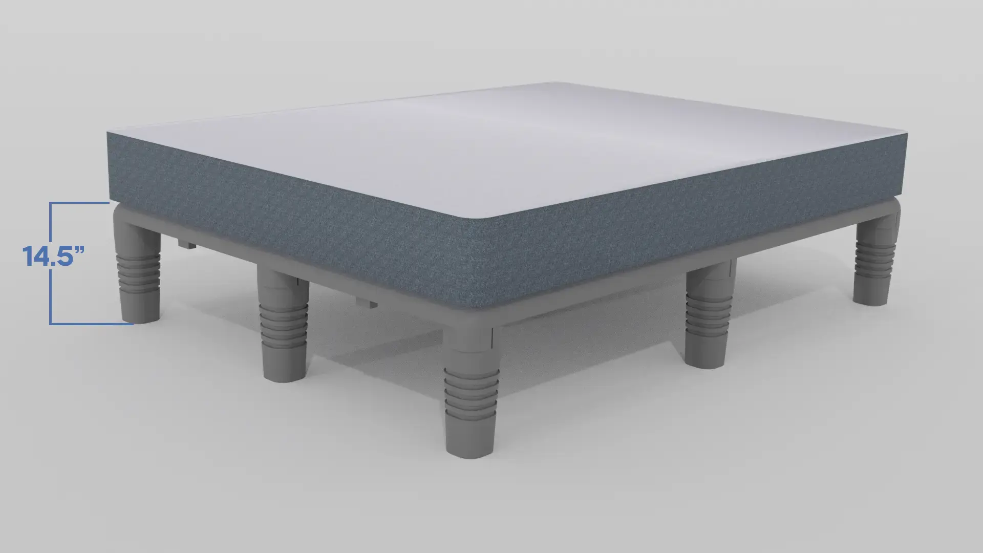 StageForm in a low-profile setup with no stilts, supporting a standard mattress close to the floor.